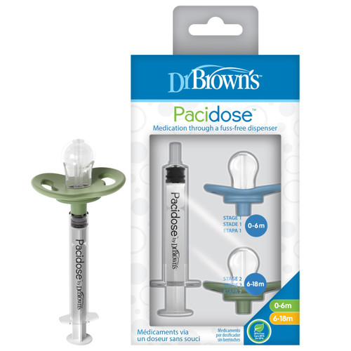 Dr. Brown's Pacidose Liquid Medicine Dispenser for Babies and Toddlers, Oral Syringe and Two Bulb Sizes, 0-6 m and 6-18 m, BPA-Free