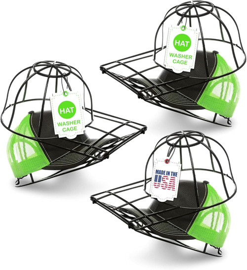 BallcapBuddy Original & Patented 3-Pack Baseball Hat Washer Cage for Washing Machine/Dishwasher, Kids & Adults Hat Cleaner/Washer/Shaper for Baseball Caps - Black