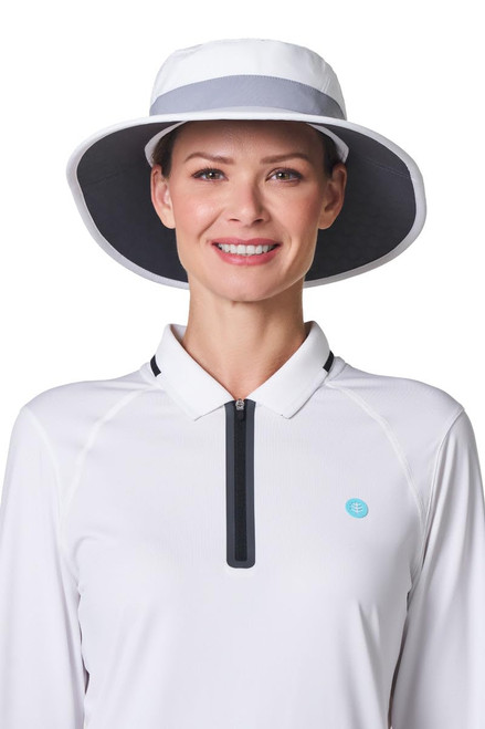 Performance Golf Hat with Wide Brim - UPF 50+ Sun Protection - Fore Golf in White/Steel Grey