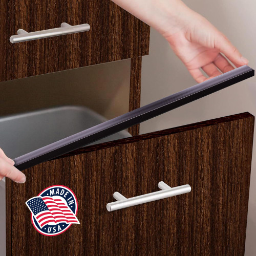 Cabinet Hero Slimline Cabinet Edge Protector - Prevents Chipping, Wear, Discoloration - Drawer Edge Guard, Bumper for Drawer - Easy Slip-On Installation - 3/4" Thick, 24" Length, Black, Pack of 4