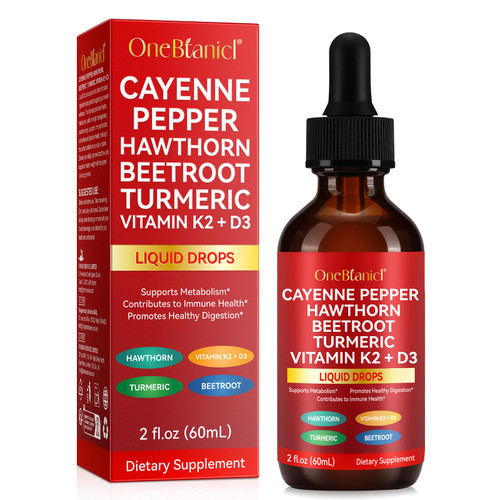 Cayenne Pepper Drops, Rethes Cayenne Pepper Liquid Drops with Hawthorn Berry, Vitamin K2 D3 Beet Root Powder, Turmeric Curcumin, Cayenne Health Supplements, Vegan-Friendly, Easily Absorbed, 60ml Cayenne Pepper Drops, Rethes Cayenne Pepper Liquid Drops with Hawthorn Berry, Vitamin K2 D3 Beet Root Powder, Turmeric Curcumin, Cayenne Health Supplements, Vegan-Friendly, Easily Absorbed, 60ml