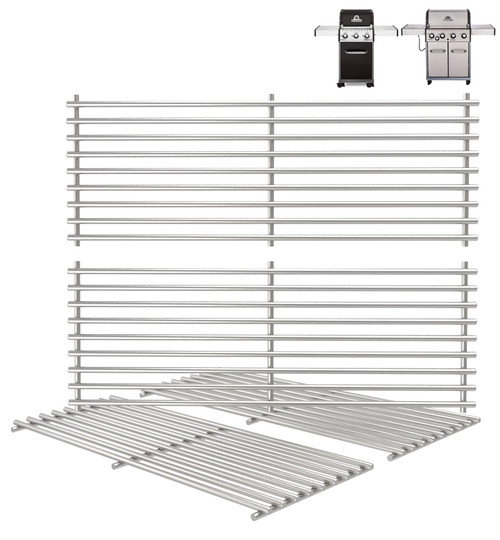 17 3/8" Grill Grates for Broil King Baron Grill Replacement Parts 320 340 420 440 490 9761-67 Huntington Replacement Parts 2122-67 6020-54 6020-57 Sterling 5020-54, Broil-Mate, Stainless Steel, 4PCS