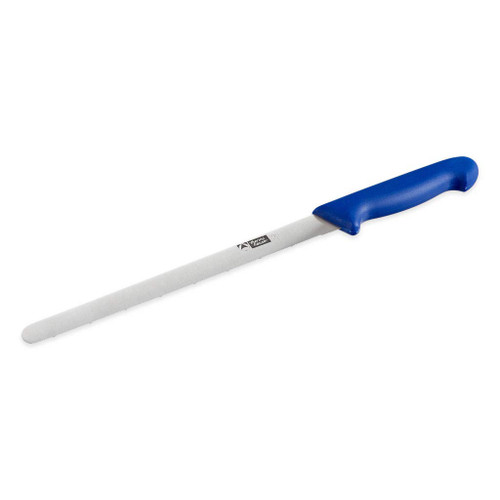 Thermohauser Pastry Knife (Steel, rustproof), one-Sided Saw Grinding, with Blue Plastic Handle, Blade 26 cm