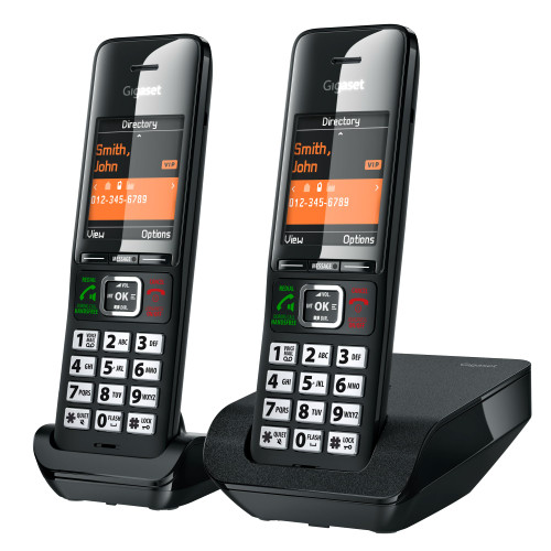 Gigaset Comfort 552 Duo - 2 Cordless Phones - Made in Germany - Elegant Design - Hands-Free Mode - Comfort Call Protection - Phone Book for 200 Entries, Titanium-Black Gigaset Comfort 552 Duo - 2 Cordless Phones - Made in Germany - Elegant Design - Hands-Free Mode - Comfort Call Protection - Phone Book for 200 Entries, Titanium-Black