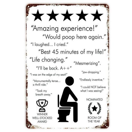 Amazing Toilet Vintage Metal Signs Funny Bathroom Decor For Bar Cafe Pub Home - Would Poop Here Again - Toilet Contest Wall Decoration 11.8 x 7.8 inches