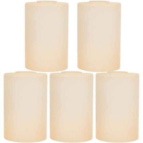 Rivqahra Glass Lamp Shade Replacement Globe & Cover for Light Fixture, 6-1/16" Height 4-1/16" Diameter, 1-5/8 inch Fitter, 5 Pack Light Amber Frosted Cylinder Glass Shade