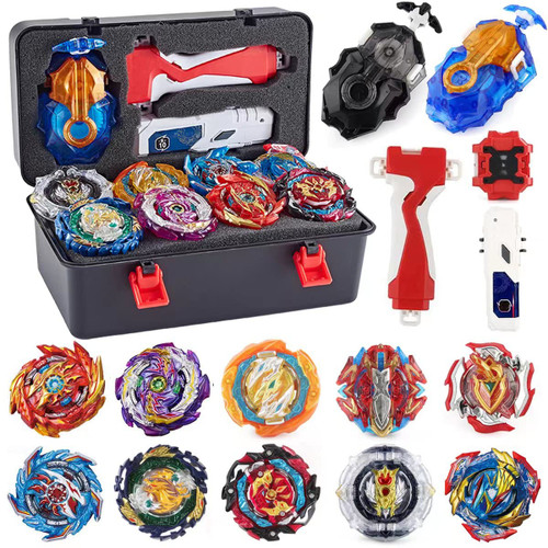 Bey Battle Burst Gyro Blade Toy Set Great Present for Kids Children Boys Ages 6 8 10 12+ Metal Fusion Attack Top Battling Game 10 Spinning Tops 2 Two-Way Launcher 2 Handles