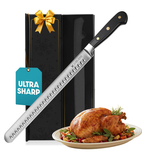 Bright Hobby Brisket Slicing Knife – 12" Brisket Knife, BBQ, Grilling Gifts For Men – Razor Sharp German Steel, Full Tang, Ergonomic Handle
