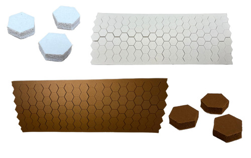 Cabinet Door Soft Bumper Pads/ 110 Urethane Foam Bumpers per Package/Choose Your Color(Brown or Cream) Peel and Stick/Many uses/Prevent Scratching/quieting/by E.H.C. (Brown, 3/8" Hexagon 1/8 Thick)