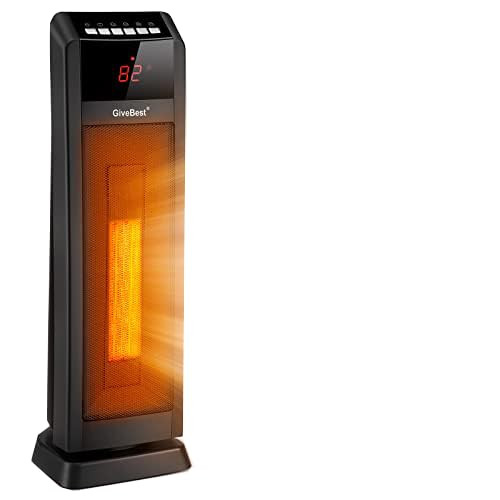 GiveBest Space Heater for Large Room, 24" Ceramic Heater with Remote Control 1H to 8H Timer ETL Certified Digital Oscillating Heater with Overheat Protection Tip-Over Switch for Indoor Use