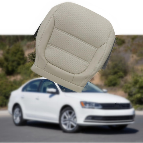 ATUOTPO Driver Side Leather Perforated Bottom Cornsilk Beige Tan Seat Cover Compatible with Volkswagen Jetta 2011 2012 2013 2014 2015 2016 2017
