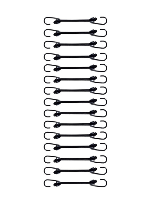 Joneaz Mini Bungee Cord with Hooks 2 Inch, Plastic Coated, Without Sharp Hook End, 15 Piece