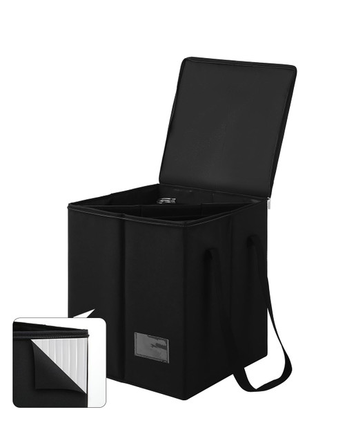 Qozary Clothes Hanger Organizer Bag-Rigid Hanger Storage Containers with Lid for Dustproof, Large Hanger Holder, Sturdy Caddy Organizer Box with Handle-Keep Item Separate