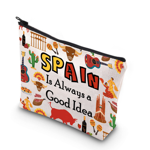 WCGXKO Spain Lover Gift Trip To Spain Gift Spain Is Always A Good Idea Zipper Pouch Cosmetic Bag (SPAIN)