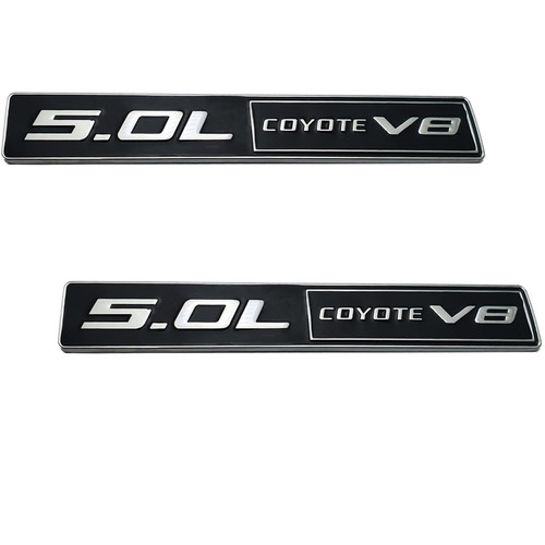 Fidida 2PC 5.0L Coyote V8 Emblem Decal Car Engine Letters Decal Plating Badge 3D Metal Style Fit for F150 5.0L Engine Truck Silver Black