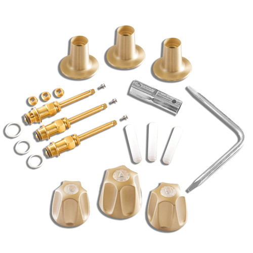 SENTO Bathtub and Shower 3 Handle Tub Trim Set For Price Pfister Faucets Bathtub Shower, Easy Installation, Heavy Duty Metal, Satin Brass SENTO Bathtub and Shower 3 Handle Tub Trim Set For Price Pfister Faucets Bathtub Shower, Easy Installation, Heavy Duty Metal, Satin Brass