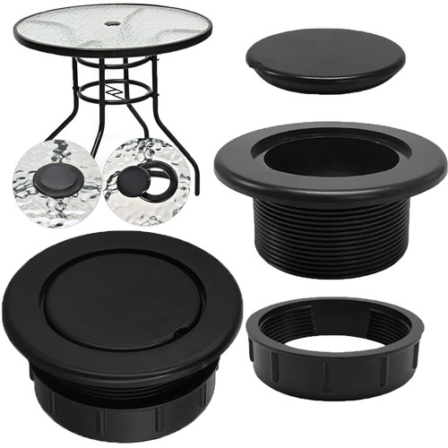 UpinFun Patio Table Umbrella Hole Ring Plug Cap Set for Outdoor Parasol Table Hole Cover Insert Pole Replacement Stabilizer Parts Black