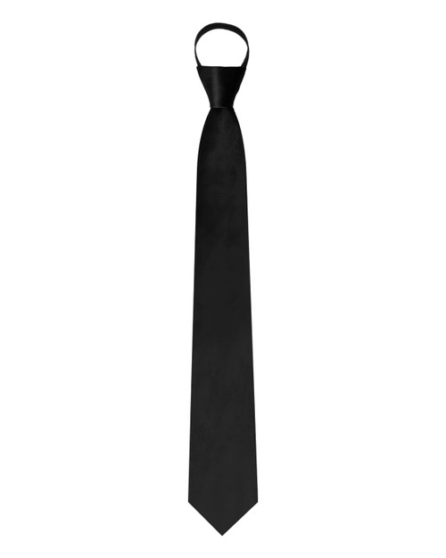 Luckyvestir Black Tie for Women, Pre-Tied Adjustable Zipper Ties, 2.75" Solid Color Womens Neckties for Uniforms, Graduation