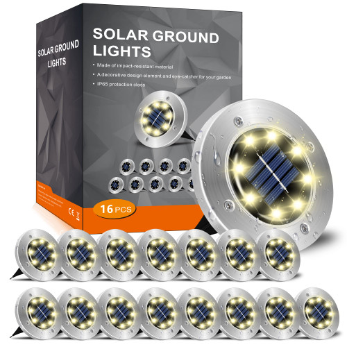 INCX Solar Lights Outdoor Waterproof,16 Pack Solor Ground Light for Outside, Solar Garden Lights Landscape Lighting for Patio Pathway Lawn Yard Deck Driveway Walkway, Warm White INCX Solar Lights Outdoor Waterproof,16 Pack Solor Ground Light for Outside, Solar Garden Lights Landscape Lighting for Patio Pathway Lawn Yard Deck Driveway Walkway, Warm White