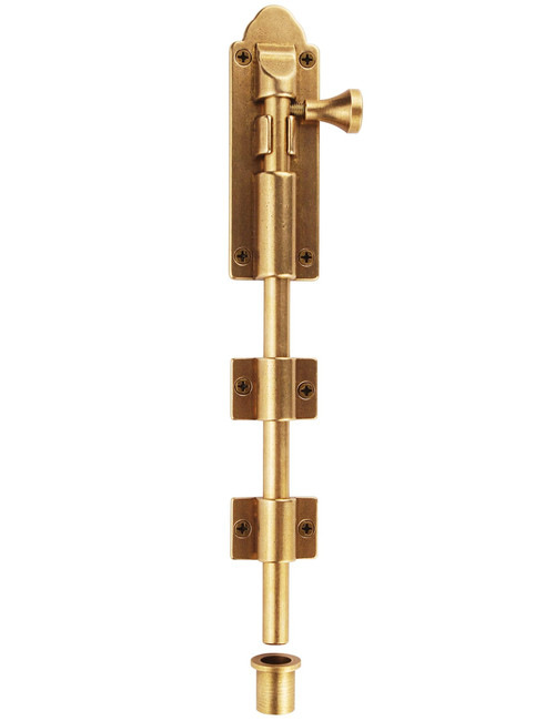 Runningfish Heavy Duty Cane Bolts Latch Garage Bolts10", Extra Lengthen Solid Bronze Sliding Bolt- Barrel Bolt Door Latch Oil Rubbed Bronze Large Sliding Bolt Door Locks,Drop Pin Bolts Cane Gate