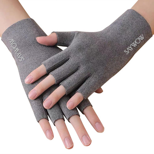 SayWow Typing Gloves for Cold Hands Women Cold Fingers Office Fingerless Thick Long Warm with Fleece for Winter