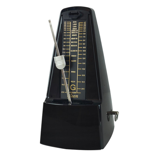 GLEAM Metronome - Mechanical Spring Power with Free Bag for Piano Guitar Violin Drums and Other Instruments Loud Sound Black