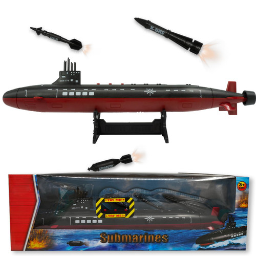 OTONOPI Toy Submarine Military Toy Naval Ship with Launching Function Model Ship with Sound Effects Army Toy War Ship Play Set for Kids 16.5 Inches Boat with Display Stand
