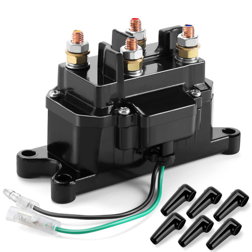 ovsor 12V 250A Well-Made Winch Solenoid Relay Contactor Thumb Truck Serves as a Perfect Replacement for ATV UTV 2000-5000lbs Winch with 6 Protecting Caps