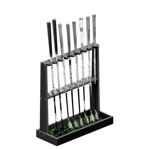 Golf Club Holder Stand,Wooden Golf Club Rack -Indoor Display Rack,Golf Club Organizer for 8 Clubs and 11 Balls Storage,Golf Rack for Storage Sports Outdoors Wall Garage