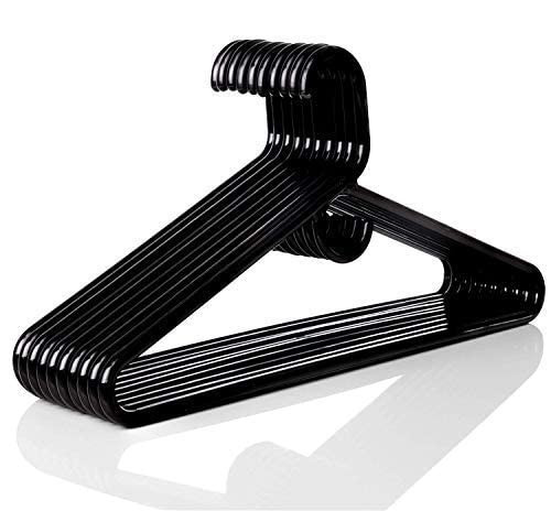 Plastic Hangers HD Heavy Duty, 32 Pcs. Black Color, Made in USA, 3/8” Thickness, Durable, Tubular, for Clothes, Coat, Pants, Shirts, Dress and More, TINEFF, Free and Quick delivery from USA