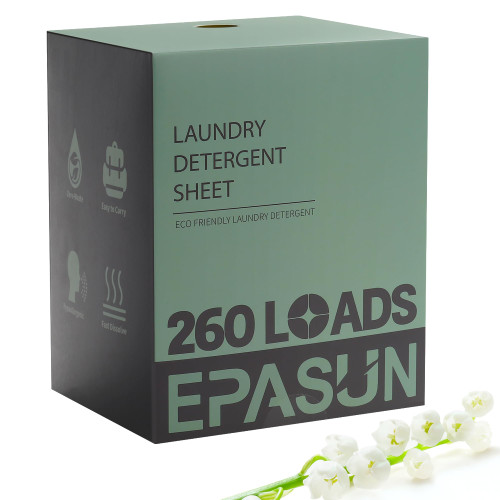 Laundry Detergent Sheets 260 Loads, Fresh Scent, Eco-Friendly Liquidless Soap Strips, Plant-Based, Hypoallergenic Washing Supplies