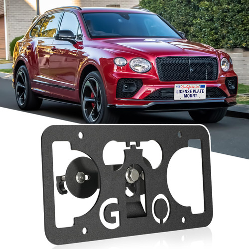 No Drill Front Bumper License Plate Mount Compatible with Bentley Bentayga 2017-2023 Front Grille License Plate Mounting Bracket Holder Anti-Theft Car License Plate Frames Accessories Kit