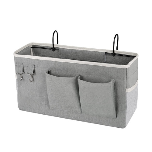Ozzptuu Bedside Storage Caddy/Bedside Hanging Storage Bag for Headboards Bunk Beds Dorm Rooms Book Phone Magazine Holder (Grey)