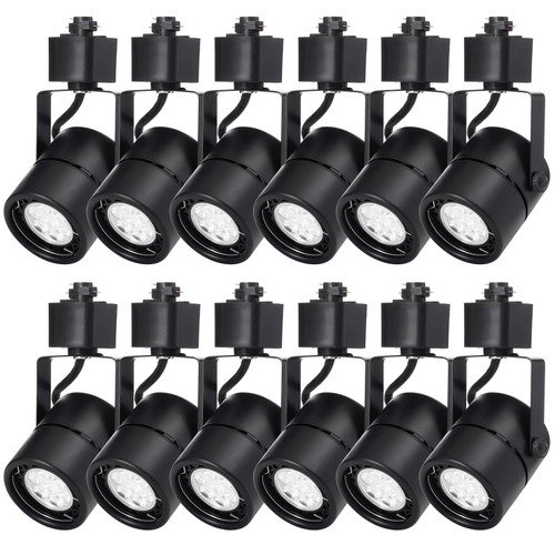 INTWELL 12 Pack LED Track Light Heads,7W H Type Track Lighting Heads for Ceiling Spotlight Wall Art Exhibition Lighting,Kitchen,Accent Task 4000K Neutral White 36°Angle Black Track (Black)