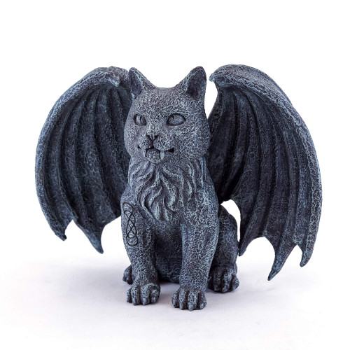 Top Collection Medieval Gargoyle Statue with Celtic Infinity Knot Tattoo - Hand Painted Winged Cat Sculpture with Stone Finish Look- 5-Inch Collectible Gothic Fantasy Figurine