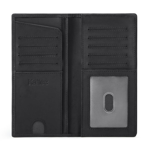 Kattee Men's Vintage Genuine Leather Long Wallet for Checkbook Credit Cards