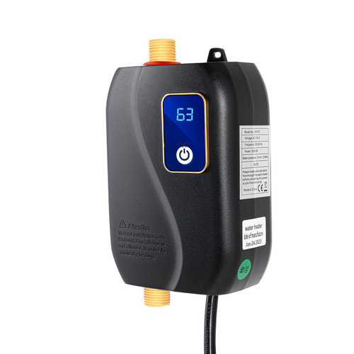 110V Tankless Electric Water Heater, 3000W Under Sink On Demand Instant Hot Water Heater,Temperature Adjustable,With LED Display,With Leakage Protection for Kitchen Water, Daily Washing, RVs(Black)