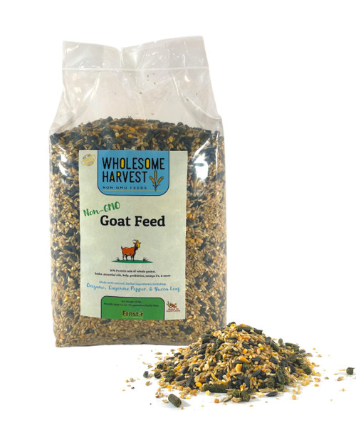 Wholesome Harvest Non-GMO All-Grain Goat Feed 16% Protein - Fortifies with Goat Minerals, Vitamins, and Natural Ingredients for Strong Bones, Healthy Digestion, and Optimal Growth - 10 lb Bag