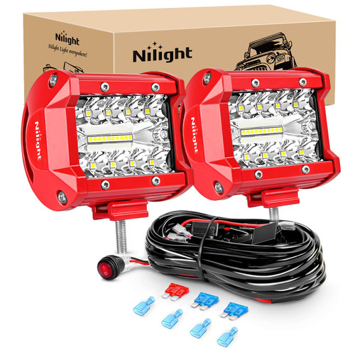 Nilight LED Light Bar 2PCS 60W 4Inch Triple Row Spot Flood Combo Lights w/Wiring Kit for Fog Driving Work Lighting on Off-Road Truck Tractor SUV ATV UTV Golf Cart Boats