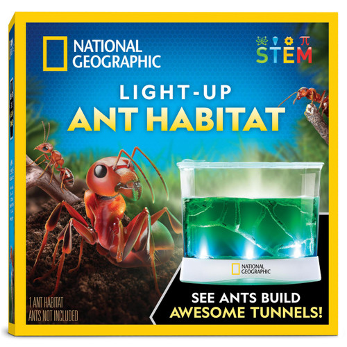 National Geographic Ant Habitat Kit - Light-Up Ant Terrarium with Built-in Magnifiers, Tunnel Starter Tool & More, Ant Activities for Kids, Ant Home, Ant Colony, Ant Habitat, Ant House for Kids