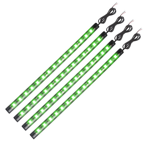 YM E-Bright Green Led Strip Lights for Cars, 10.6 inch 27CM 5050 15 SMD Waterproof Car Underglow Lights Motorcycles Boat Decoration Led Interior Exterior Lights Strip,DC-12V, Pack of 4