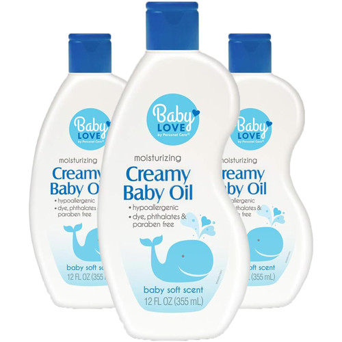 personal care Moisturizing Creamy Baby Oil, Hypoallergenic,12 oz Pack of 3