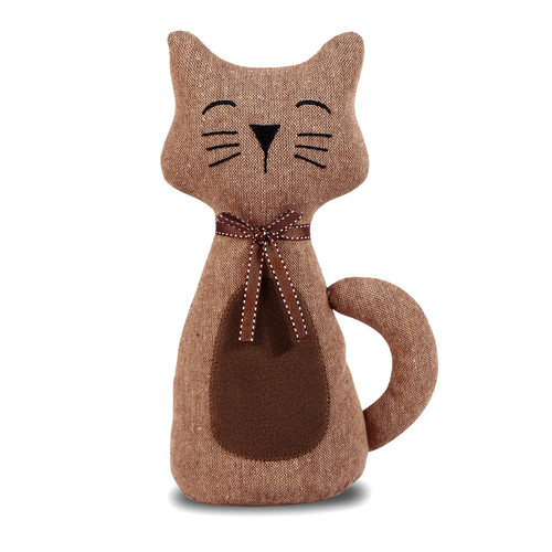 SANFERGE Cute Decorative Door Stopper for Home and Office Floor Door Stops, Fabric Animal Weighted Heavy Wall Protectors, Coffee Cat