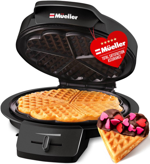 Mueller Heart 5 Waffle Maker, Norwegian Waffle Iron, Adjustable Browning Control & Nonstick, Cool Touch Handle, Easy to Clean, Small Kitchen Appliances Mueller Heart 5 Waffle Maker, Norwegian Waffle Iron, Adjustable Browning Control & Nonstick, Cool Touch Handle, Easy to Clean, Small Kitchen Appliances