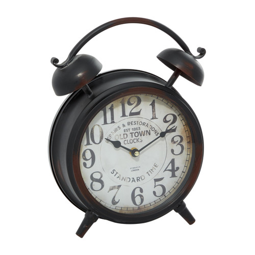 Deco 79 Metal Clock with Bell Style Top, 10" x 4" x 13", Black