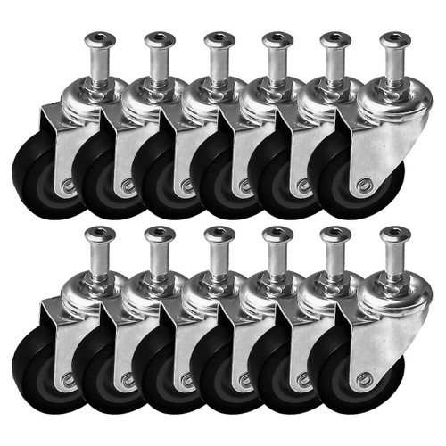 FactorDuty 12 Pack Heavy-Duty 2" Swivel Caster Wheels for Creeper Service Cart Stool Post Mount