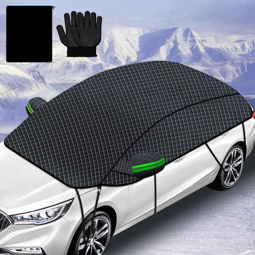 COFSODI Windshield Snow Cover 142in Half Car Protector, Waterproof Sun Shade for Winter Ice UV, Fits Camry Rav4 SUV Sedan, Quick Install for Outdoor Parking Tree Shade Garage Driveway Frost Rain Use