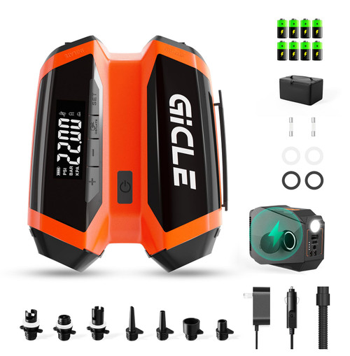 GICLE 51.2Wh Rechargeable Paddle Board Pump, 22PSI Portable Battery Powered Sup Pump with Dual Stage Inflation&Auto-Off Deflation, DC 12V /Type-C Input for The Paddleboard, Boat, Tent, Kayak