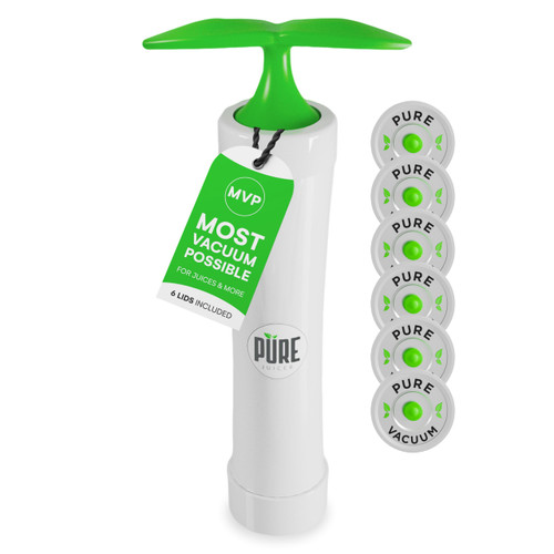 PURE MVP Mason Jar Vacuum Sealer Kit | 3X Faster & 8X the Vacuum of Electric | Premium Handheld High-Suction Vacuum Sealer for Jars | Perfect Seal for Juice, Smoothies, Food for Maximum Freshness