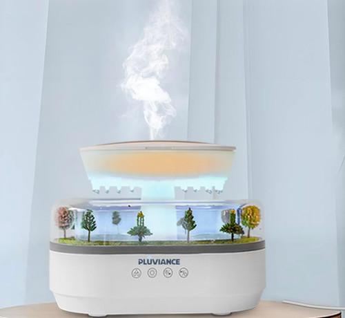PLUVIANCE Raindrop Aroma Diffuser | 7-Color LED Light Rain Cloud Humidifier with Water Drip & Rainfall Sound (250 ml) - Humidifier with Aromatherapy & Auto Shut-off Timer For Bedroom, Office, Home